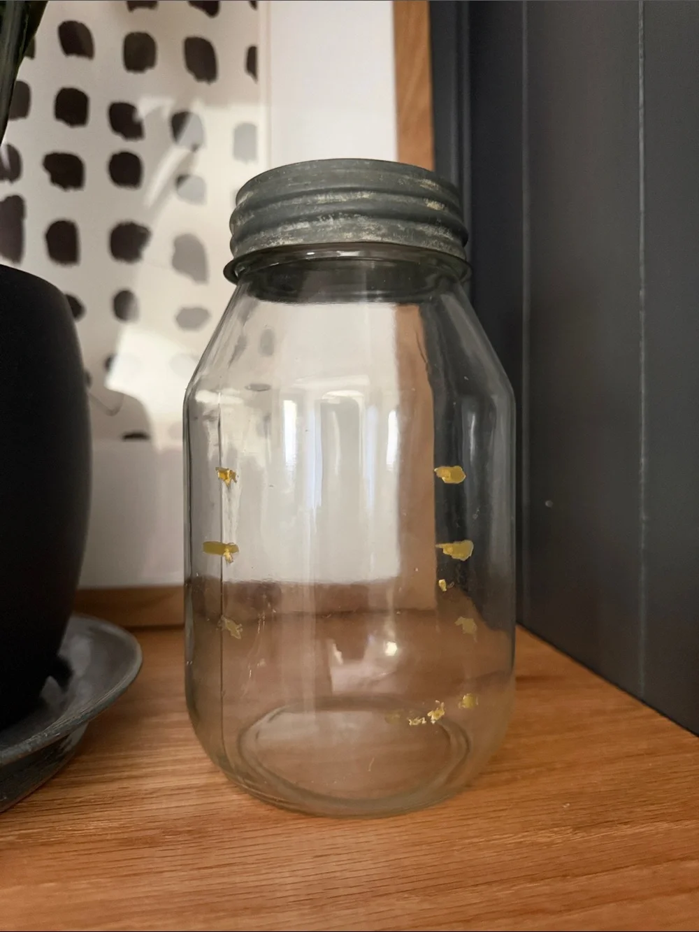 Vintage - Ball Mason Jar with Metal Lid - Clear Glass - Home Accent - Patina